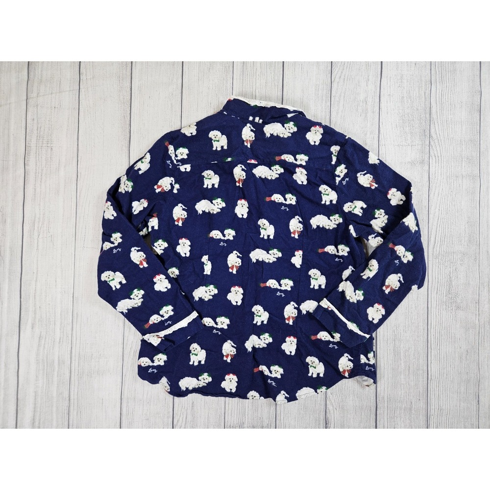Lanz of Salzburg Pajama Top Womens Large Blue Cotton Dog Print Button Front - Picture 8 of 8